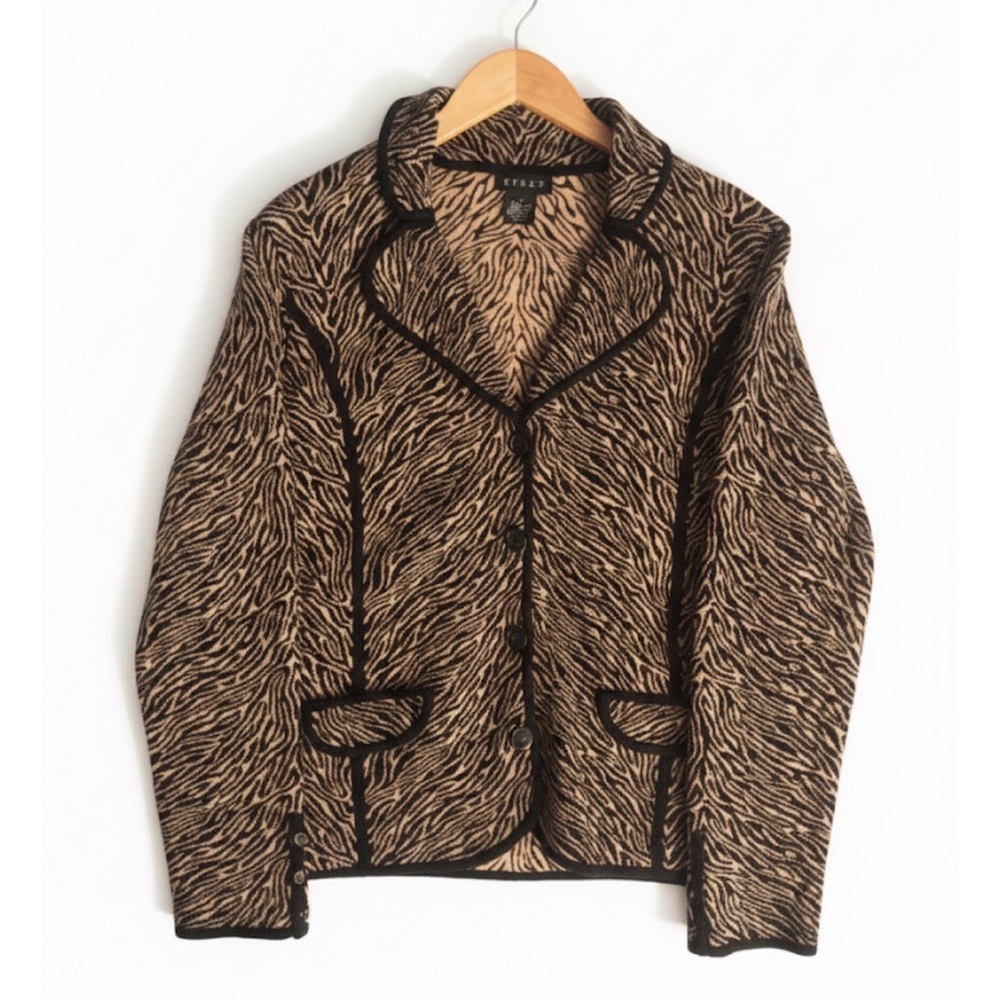 Grace Women's Zebra Print Jacket - Black and Tan